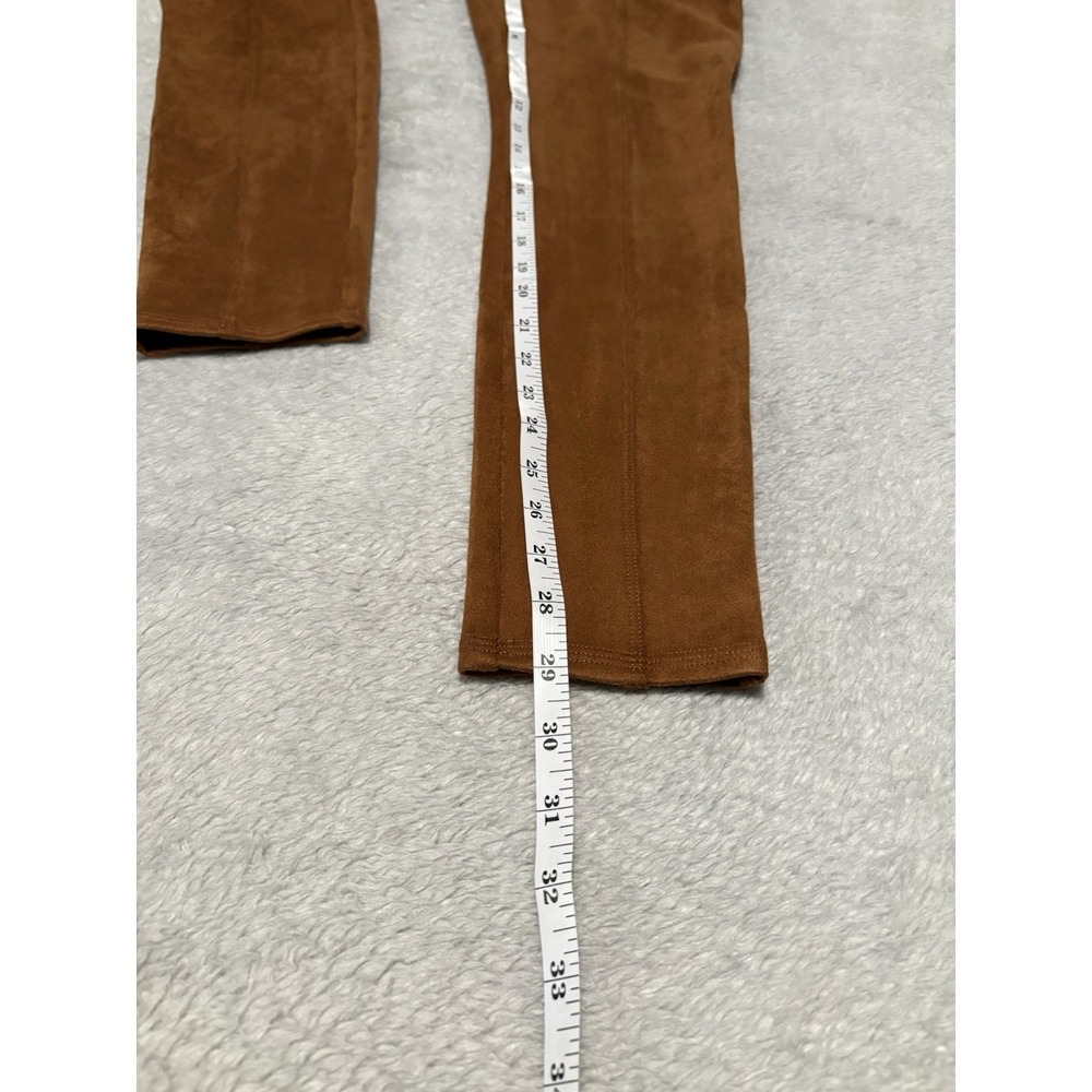 Spanx Faux Suede Legging Medium Brown Stretch Comfort Slimming - Picture 3 of 8
